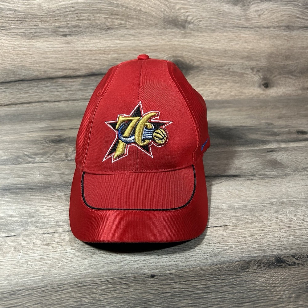 Vintage Philadelphia 76ers Hat Cap Fitted Small/Med Nike Y2K Sixers Red Excellen